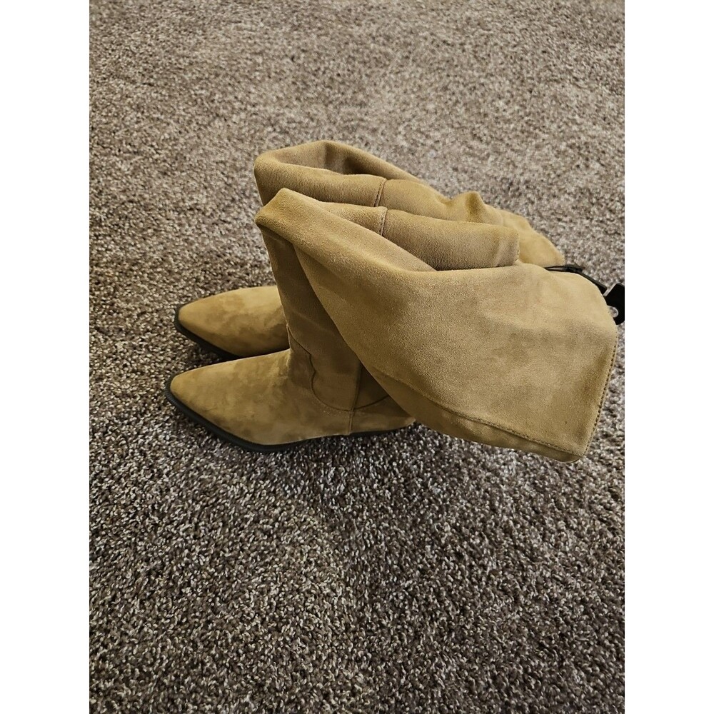 Time & Tru Faux Suede Western Over The Knee Boot Memory Foam Taupe Size 9 - Picture 3 of 8